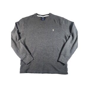 Polo Ralph Lauren Mens Grey Waffle Knit Long Sleeve Sleepwear Shirt Medium